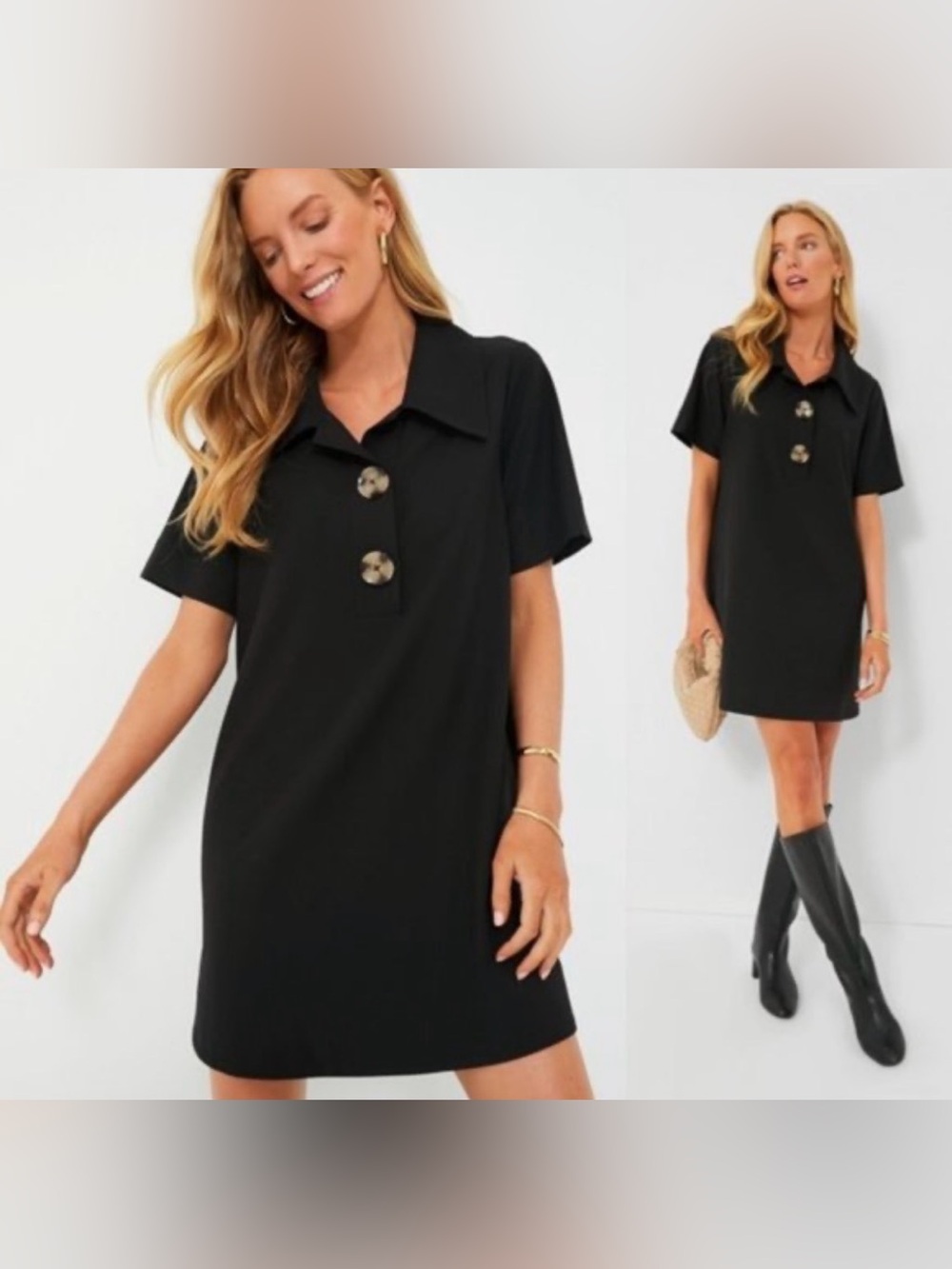 Tuckernuck Black Scout Short Sleeve Collared Mini Dress Size Small